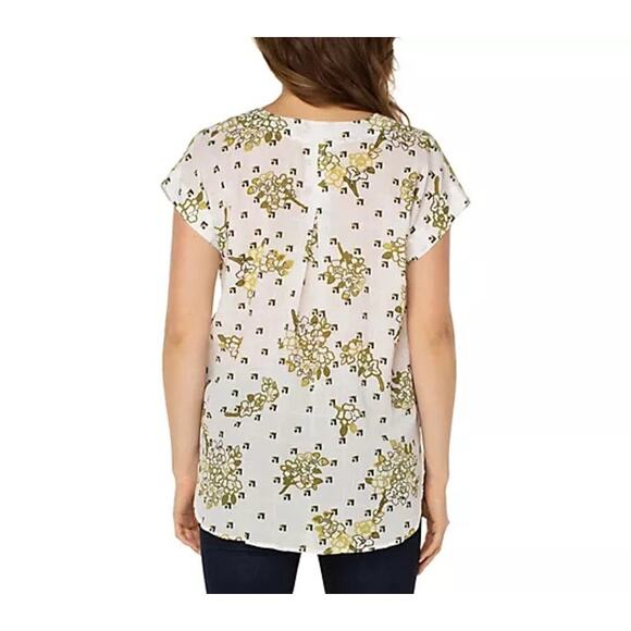 LIVERPOOL Dolman Popover Blouse Curved Hem Floral Geometric NWT Petite Small - Picture 2 of 11